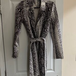 Love Token Black and White Snake Print Blazer